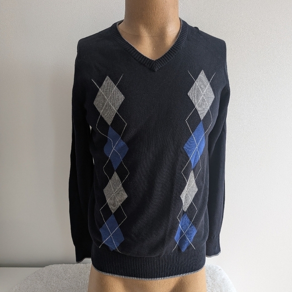🇬🇧PAUL SMITH Black, Gray and Blue Argyle Sweater - Picture 3 of 14